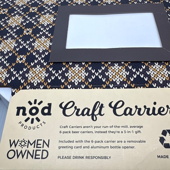 Nod‎ Craft Carrier 6 Pack Beer Holder with Bottle Opener Gift Housewarming Host - Picture 3 of 7